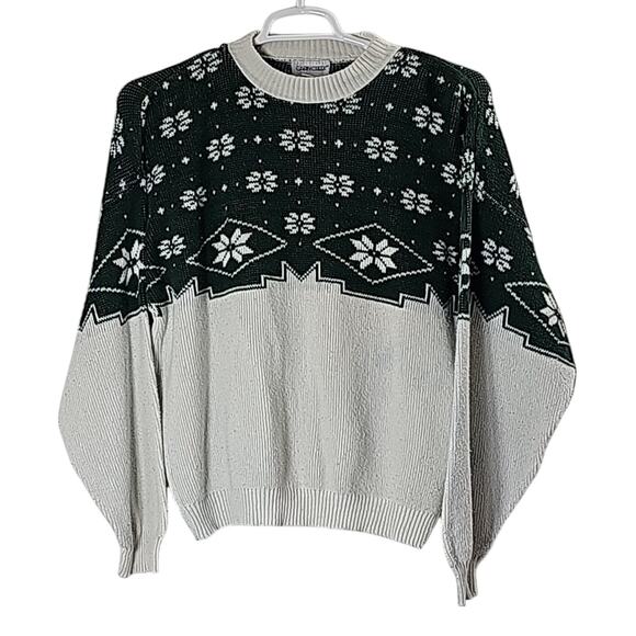 Cabin Creek Sweaters - Vintage Womens Sz XL Crew Neck Fair Isle Style Heavyweight Made in USA Sweater